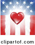 Vector Illustration of a Red Heart over an American Flag by AtStockIllustration