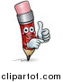 Vector Illustration of a Red Pencil Mascot Giving a Thumb up and Pointing by AtStockIllustration