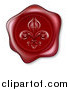 Vector Illustration of a Red Wax Seal Stamped with a Fleur De Lis Symbol by AtStockIllustration