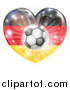 Vector Illustration of a Reflective German Flag Heart and Soccer Ball by AtStockIllustration