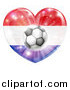 Vector Illustration of a Reflective Netherlands Flag Heart and Soccer Ball by AtStockIllustration