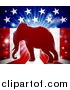 Vector Illustration of a Republican Elephant over an American Flag Themed Burst by AtStockIllustration
