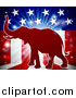 Vector Illustration of a Republican Elephant over an American Flag Themed Burst by AtStockIllustration