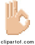 Vector Illustration of a Retro 8 Bit Pixel Art Styled Hand Gesturing Okay by AtStockIllustration