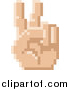 Vector Illustration of a Retro 8 Bit Pixel Art Styled Hand Gesturing Peace by AtStockIllustration