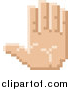 Vector Illustration of a Retro 8 Bit Pixel Art Styled Hand Gesturing Stop by AtStockIllustration