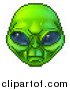 Vector Illustration of a Retro 8 Bit Pixel Art Video Game Styled Alien Face by AtStockIllustration