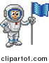 Vector Illustration of a Retro 8 Bit Pixel Art Video Game Styled Astronaut by AtStockIllustration