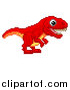 Vector Illustration of a Retro 8 Bit Pixel Art Video Game Styled Red Tyrannosaurs Rex Dinosaur by AtStockIllustration