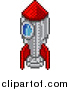 Vector Illustration of a Retro 8 Bit Pixel Art Video Game Styled Rocket by AtStockIllustration