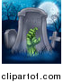 Vector Illustration of a Rising Zombie Hand in a Cemetery by AtStockIllustration
