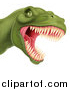 Vector Illustration of a Roaring Angry Green Tyrannosaurus Rex Dino Head by AtStockIllustration