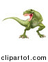 Vector Illustration of a Roaring Angry Green Tyrannosaurus Rex Dinosaur by AtStockIllustration