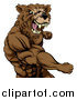Vector Illustration of a Roaring Angry Muscular Bear Man Punching by AtStockIllustration
