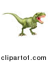 Vector Illustration of a Roaring Vicious Angry Green Tyrannosaurus Rex Dinosaur by AtStockIllustration