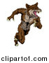 Vector Illustration of a Running Brown Muscular Coyote Man by AtStockIllustration