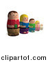 Vector Illustration of a Russian Doll Family in a Line by AtStockIllustration