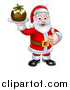 Vector Illustration of a Santa Claus Giving a Thumb up and Holding a Christmas Pudding by AtStockIllustration