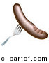 Vector Illustration of a Sausage on a Fork by AtStockIllustration