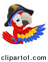 Vector Illustration of a Scarlet Macaw Pirate Parrot Pointing Around a Sign by AtStockIllustration
