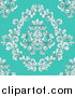 Vector Illustration of a Seamless Victorian Retro Floral Design Background on Turquoise by AtStockIllustration
