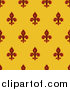Vector Illustration of a Seamlessly Tileable Burgundy Fleur De Lis on Gold Background Pattern by AtStockIllustration