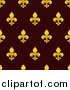 Vector Illustration of a Seamlessly Tileable Gold Fleur De Lis on Burgundy Background Pattern by AtStockIllustration