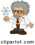 Vector Illustration of a Senior, Gray Haired Scientist Holding His Hand Under a Spinning Galaxy by AtStockIllustration