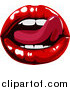 Vector Illustration of a Sexy Woman's Tongue Licking Her Luscious Red Lips by AtStockIllustration