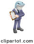 Vector Illustration of a Shark Businessman Pointing to a Contract by AtStockIllustration