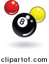 Vector Illustration of a Shiny Billiards Eight Ball with Red and Yellow Balls by AtStockIllustration