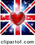 Vector Illustration of a Shiny Heart over a Union Jack with Fireworks by AtStockIllustration