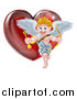 Vector Illustration of a Shiny Red Heart and Cupid by AtStockIllustration