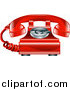 Vector Illustration of a Shiny Red Old Fashioned Landline Telephone by AtStockIllustration