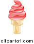 Vector Illustration of a Shiny Strawberry Ice Cream on a Cone by AtStockIllustration