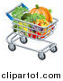 Vector Illustration of a Shopping Cart Full of Healthy Produce by AtStockIllustration