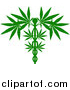 Vector Illustration of a Silhouetted Green Medical Marijuana Design with a Cannabis Plant Growing on a Caduceus by AtStockIllustration