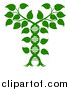 Vector Illustration of a Silhouetted Green Plant Forming a Dna Caduceus by AtStockIllustration