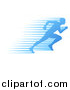 Vector Illustration of a Silhouetted Male Runner Sprinting with Blue Speed Lines by AtStockIllustration