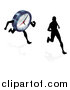 Vector Illustration of a Silhouetted Man Racing a Clock Character by AtStockIllustration