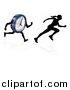 Vector Illustration of a Silhouetted Racing a Clock Character by AtStockIllustration