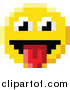 Vector Illustration of a Silly 8 Bit Video Game Style Emoji Smiley Face Sticking a Tongue out by AtStockIllustration