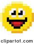 Vector Illustration of a Smiling 8 Bit Video Game Style Emoji Smiley Face by AtStockIllustration