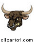 Vector Illustration of a Snarling Aggressive Bull Mascot Head by AtStockIllustration