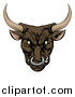 Vector Illustration of a Snarling Aggressive Bull Mascot Head by AtStockIllustration