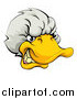 Vector Illustration of a Snarling Duck Mascot Head by AtStockIllustration