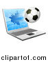 Vector Illustration of a Soccer Ball Flying Through and Shattering a 3d Laptop Screen by AtStockIllustration
