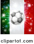 Vector Illustration of a Soccer Ball over a Italy Flag with Fireworks by AtStockIllustration