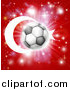 Vector Illustration of a Soccer Ball over a Turkey Flag with Fireworks by AtStockIllustration