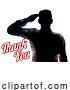 Vector Illustration of a Soldier Saluting Silhouette with Thank You Text by AtStockIllustration